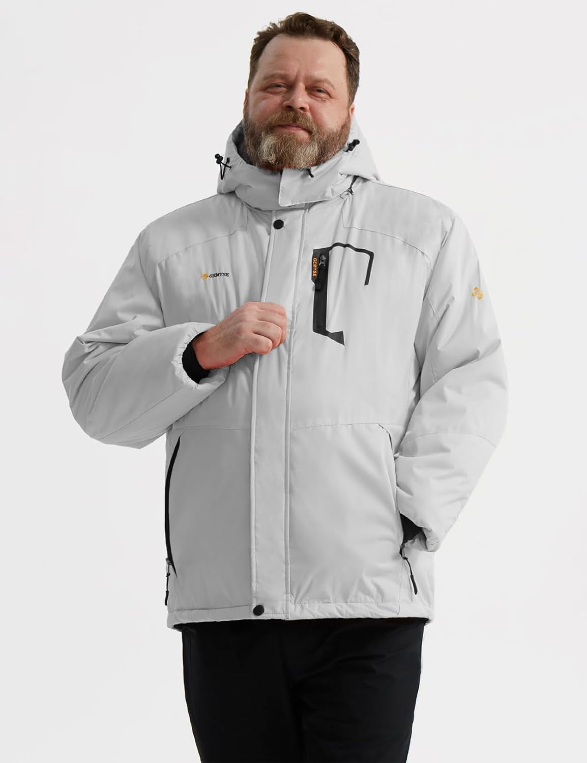 Men'S Waterproof Ski Jacket Winter Snow Coat with Detachable Hood