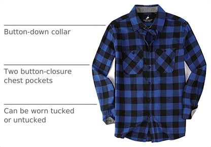 Mens Button down Regular Fit Long Sleeve Casual Flannel Shirts