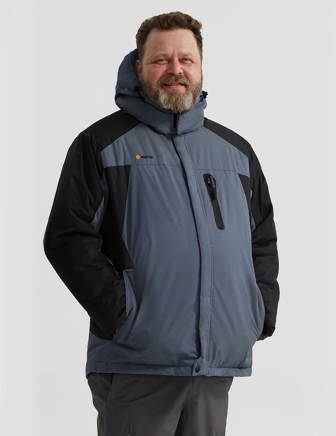 Men'S Winter Ski Jacket Waterproof Snow Coat with Detachable Hood