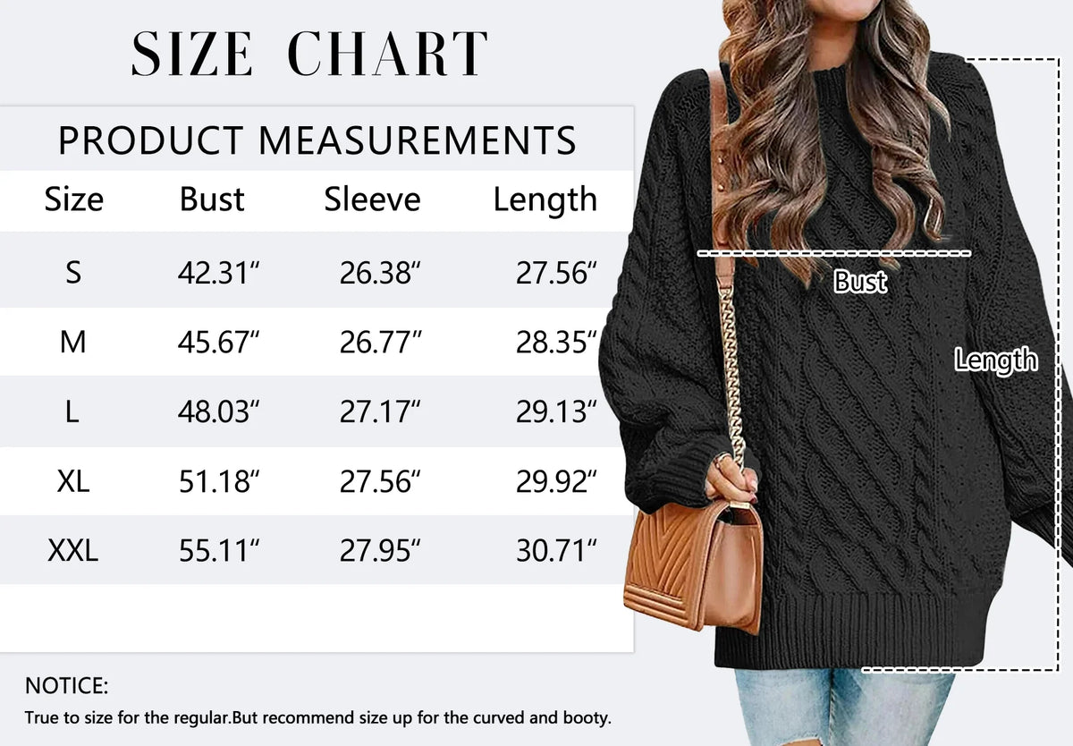 Oversized Sweaters for Women Cable Knit Chunky Pullover Sweater
