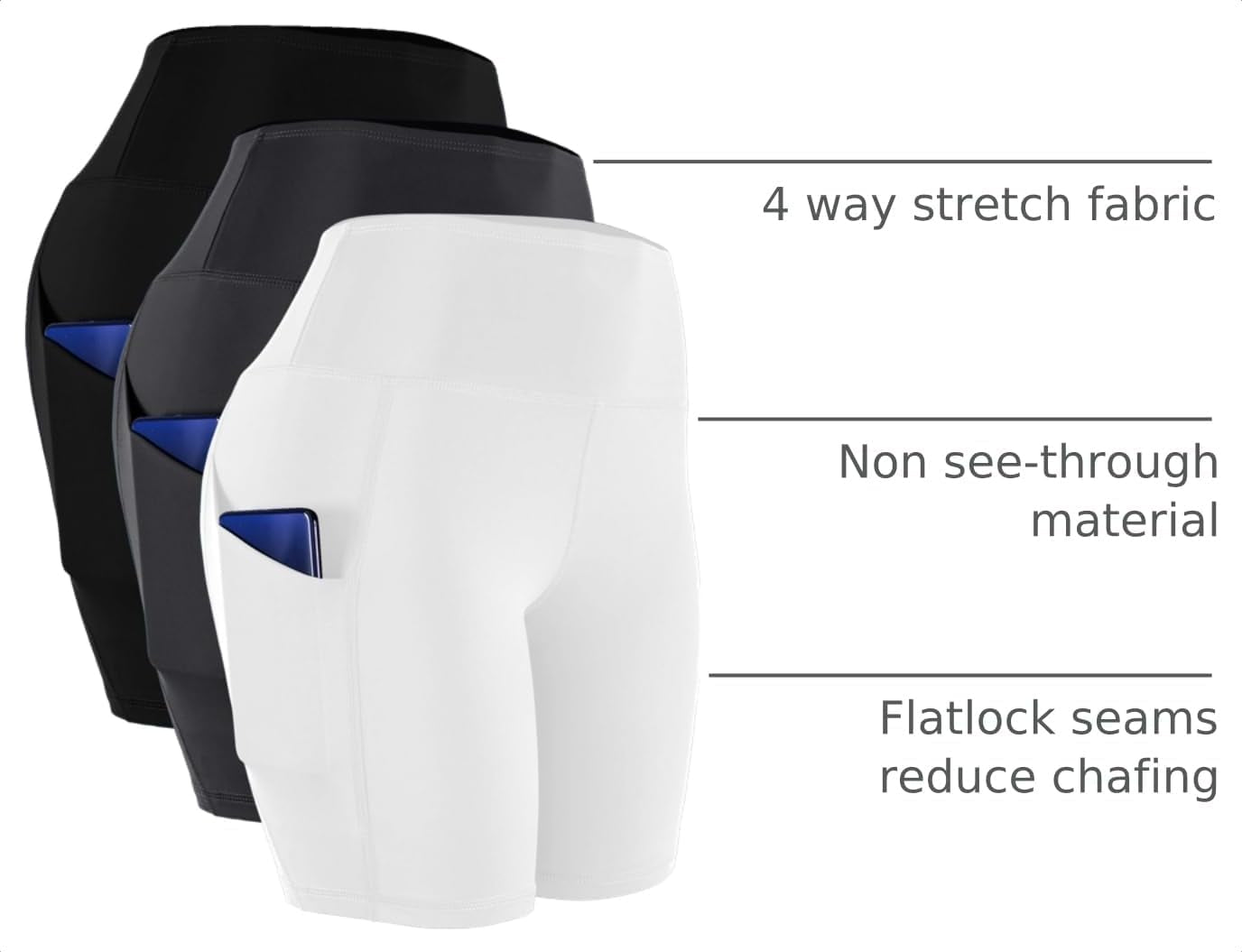 Women'S High Waist Spandex Yoga Shorts for Bike Running Two Side Pockets