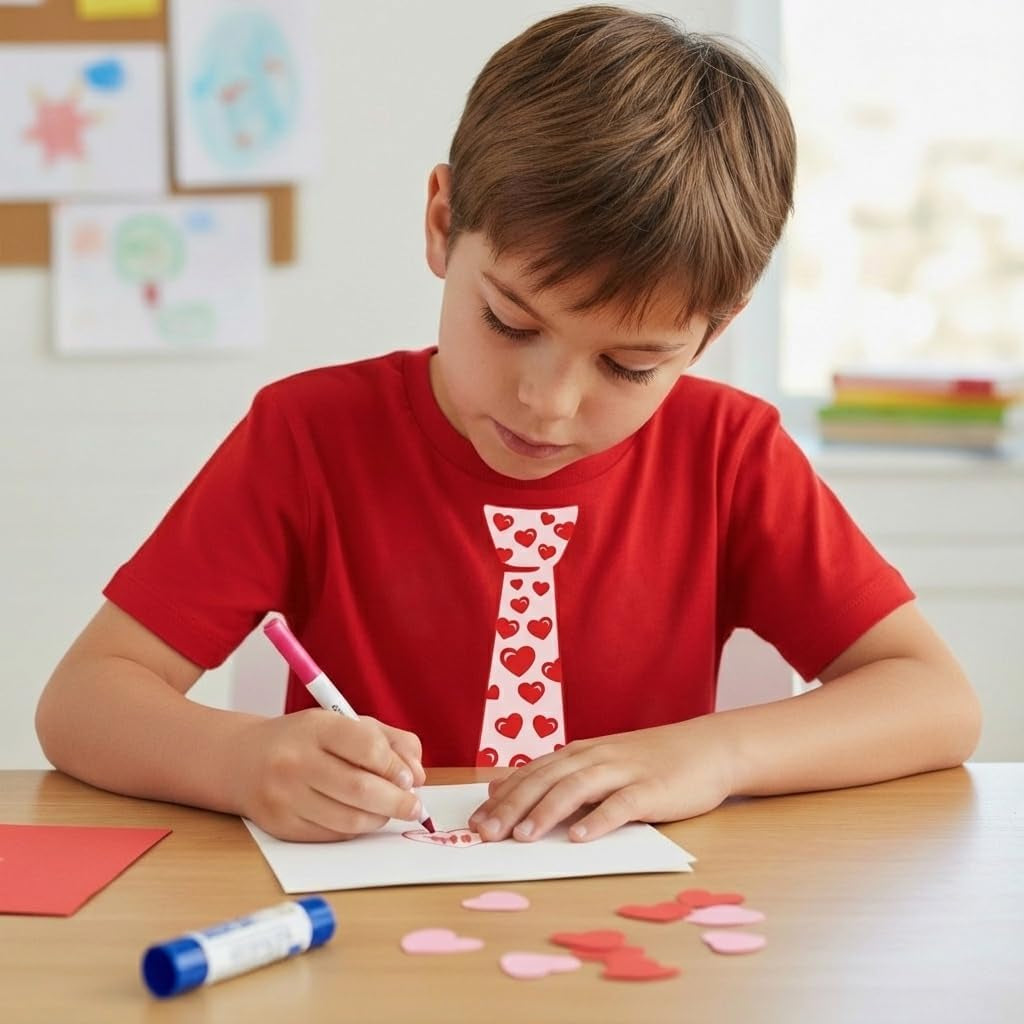 Valentine Tie Shirt Kids Toddler Boy Girl Red Heart Funny Tee