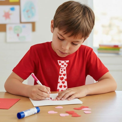 Valentine Tie Shirt Kids Toddler Boy Girl Red Heart Funny Tee