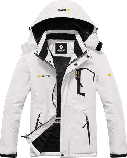 Men'S Waterproof Ski Jacket Winter Snow Coat with Detachable Hood