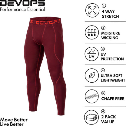 2-3 Pack Men'S Compression Pants Leggings Pocket or Non-Pocket