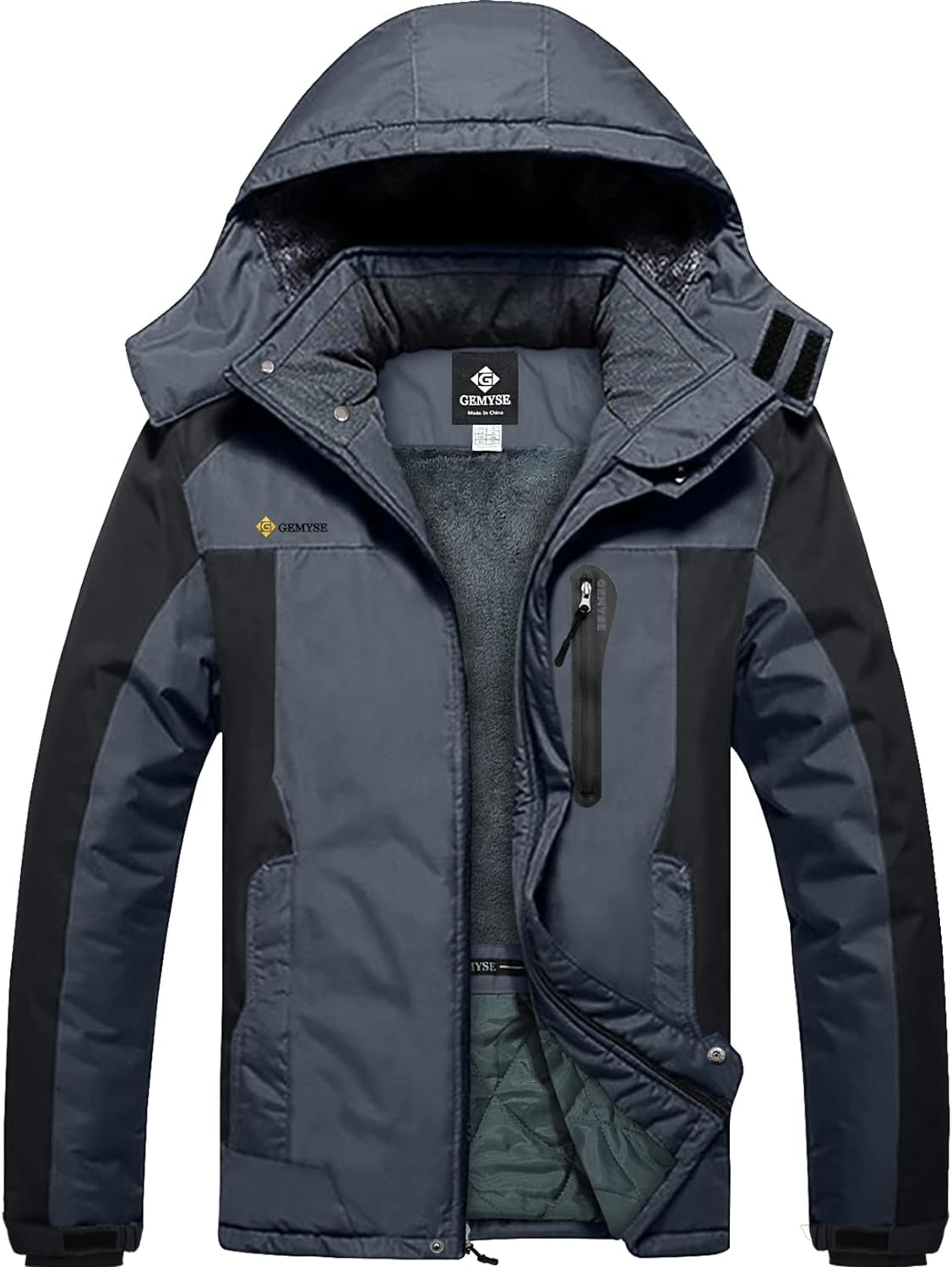 Men'S Winter Ski Jacket Waterproof Snow Coat with Detachable Hood