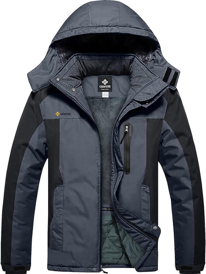 Men'S Winter Ski Jacket Waterproof Snow Coat with Detachable Hood