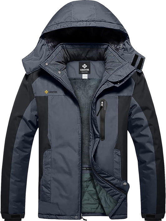 Men'S Winter Ski Jacket Waterproof Snow Coat with Detachable Hood