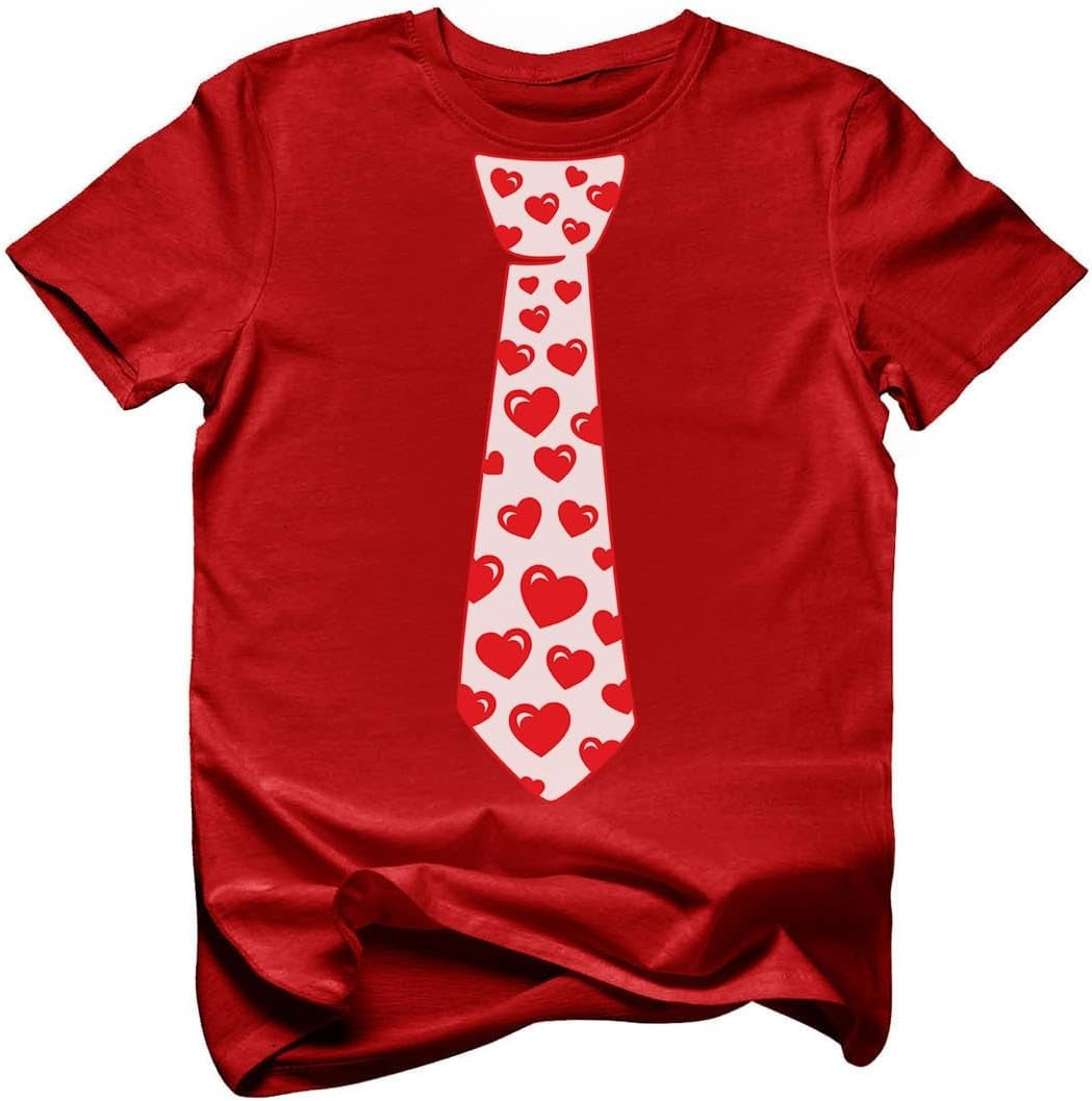 Valentine Tie Shirt Kids Toddler Boy Girl Red Heart Funny Tee