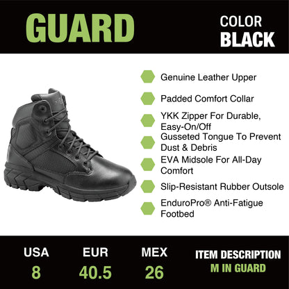 Men'S Guard Zippered 6" Soft Toe Tactical Boots