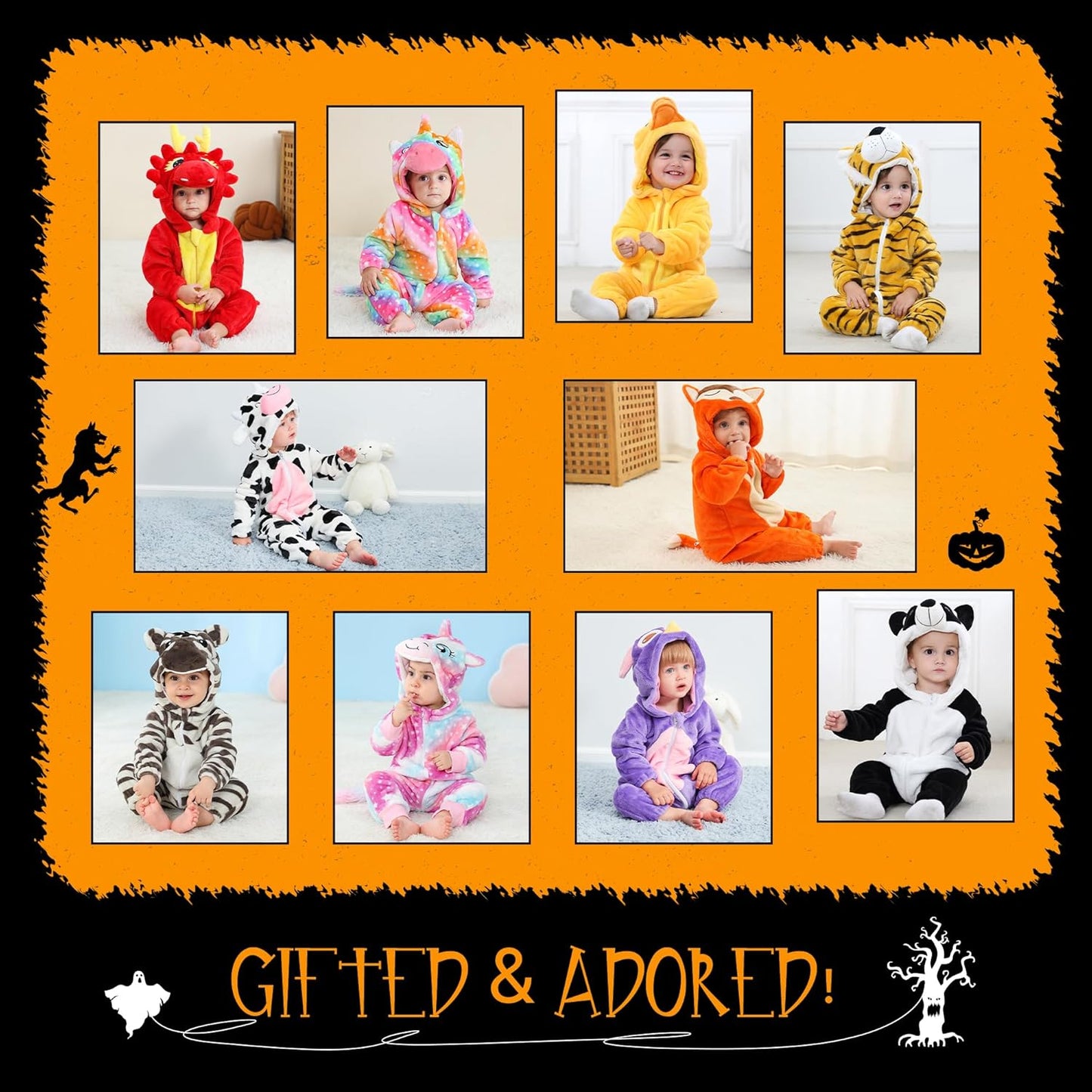 Unisex Baby Animal Costume Flannel Hooded Romper Cosplay Jumpsuit