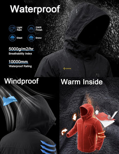 Men'S Winter Ski Jacket Waterproof Snow Coat with Detachable Hood