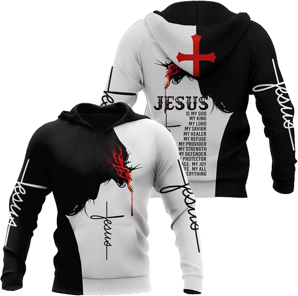 3D Christian Jesus Hoodies for Men Women Unisex Praying Hands Sweatshirt Pullover King Printed Sweater