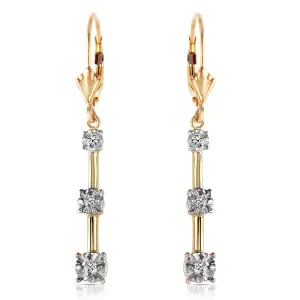 0.2 Carat 14K Solid Yellow Gold Leverback Diamond Earrings