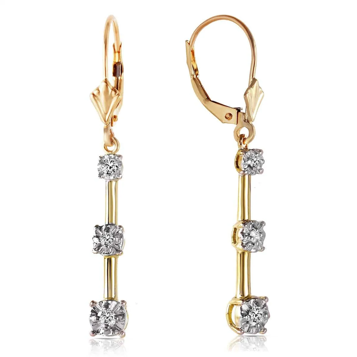 0.2 Carat 14K Solid Yellow Gold Leverback Diamond Earrings