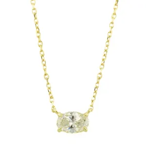 0.38ctw Oval Diamond Solitaire 18" Cable Chain Necklace in 14 Yellow Gold