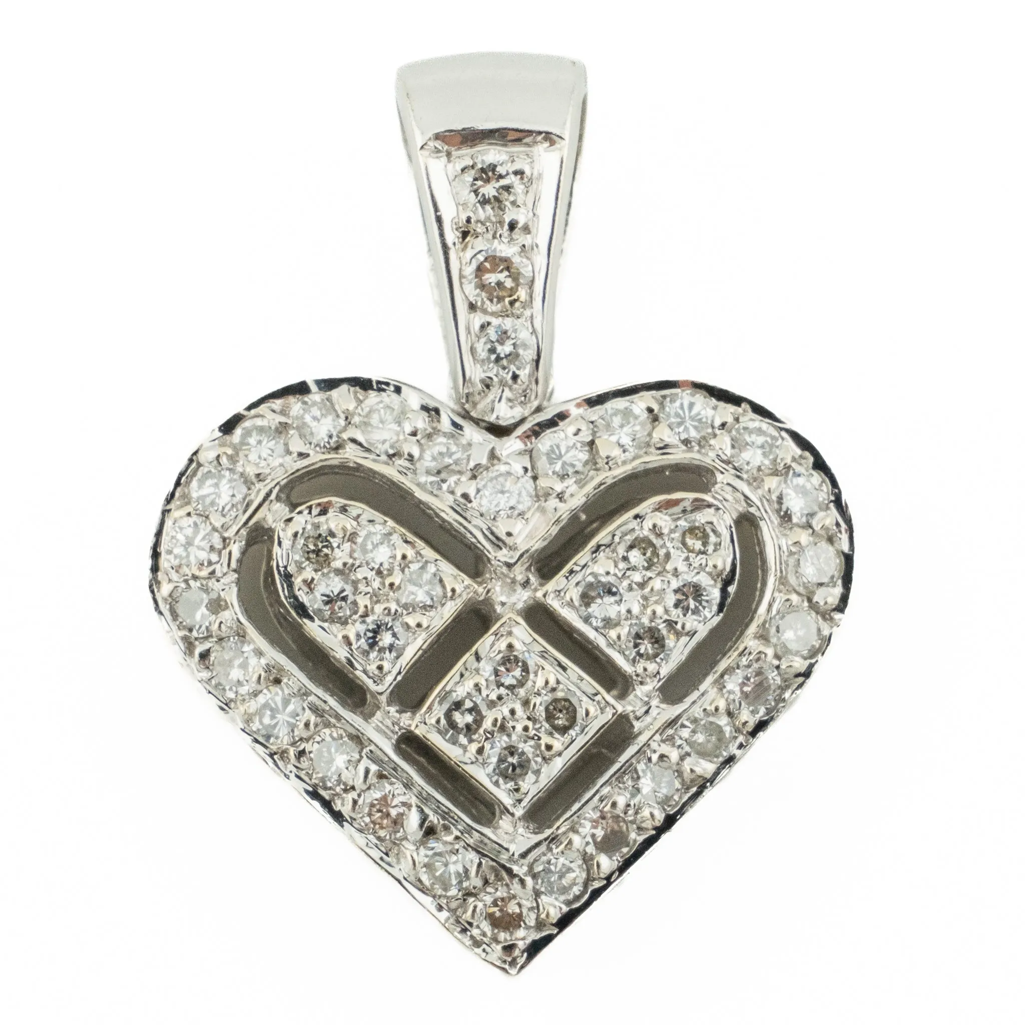 0.43ctw Diamond Accented Heart Pendant on 18" Fine Cable Chain in 14K White Gold