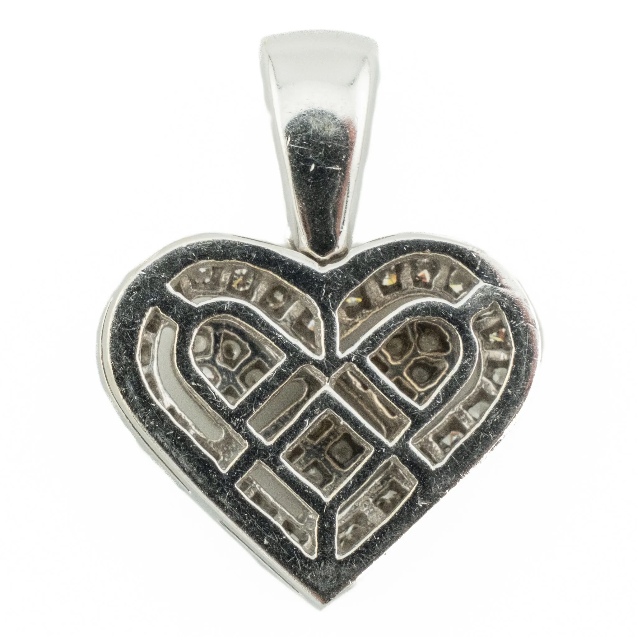 0.43ctw Diamond Accented Heart Pendant on 18" Fine Cable Chain in 14K White Gold