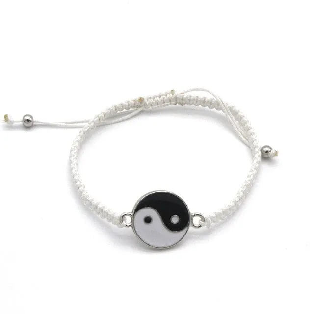 1 Set Tai Chi Couple Necklaces For Women Men Best Friends Yin Yang Paired Pendants Charms Braided Chain Couple Bracelet Necklace