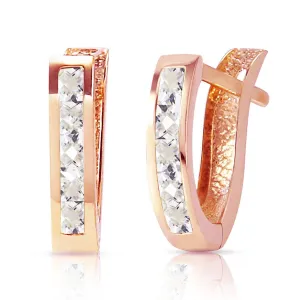 1.2 Carat 14K Solid Rose Gold Oval Huggie Earrings Rose Topaz