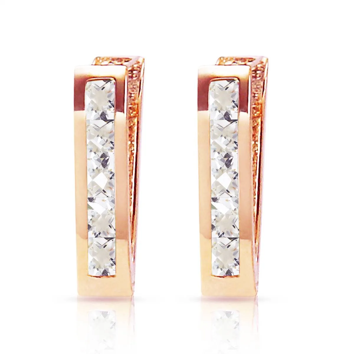 1.2 Carat 14K Solid Rose Gold Oval Huggie Earrings Rose Topaz