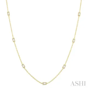 1/2 Ctw Baguette Cut Diamond Station Necklace in 14K Yellow Gold