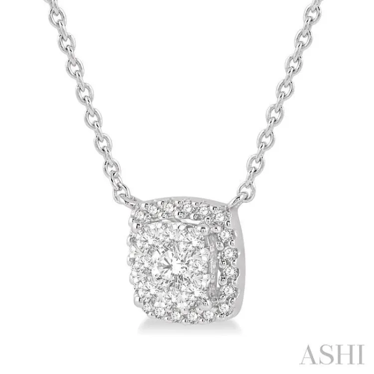 1/3 Ctw Cushion Shape Lovebright Diamond Necklace in 14K White Gold