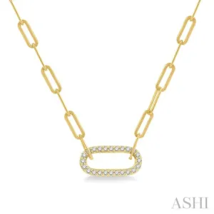 1/4 ctw Paper Clip Round Cut Diamond Necklace in 14K Yellow Gold