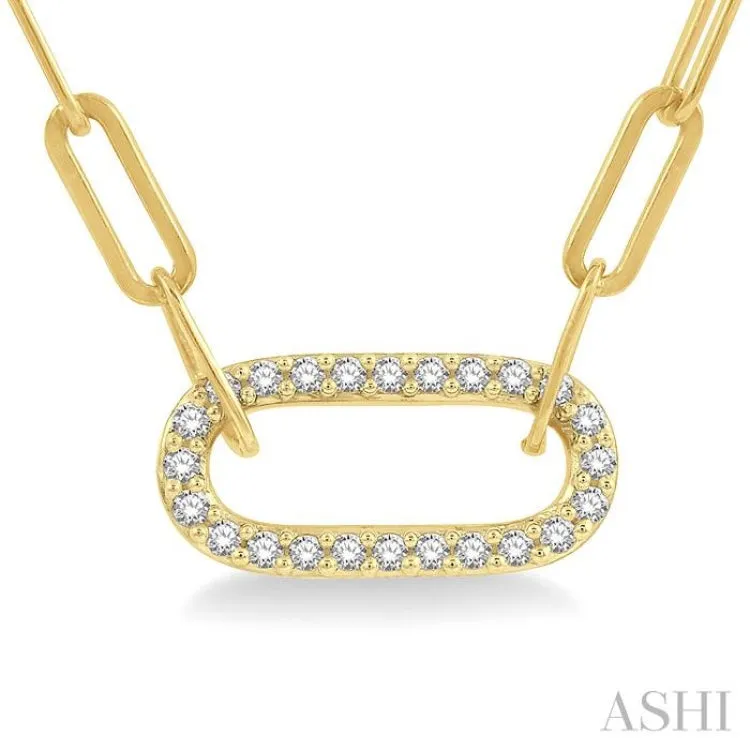 1/4 Ctw Paper Clip Round Cut Diamond Necklace in 14K Yellow Gold