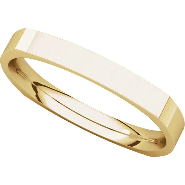 14K Gold 2.5 mm Square Comfort-Fit Wedding Band