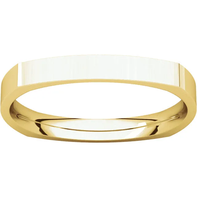 14K Gold 2.5 mm Square Comfort-Fit Wedding Band