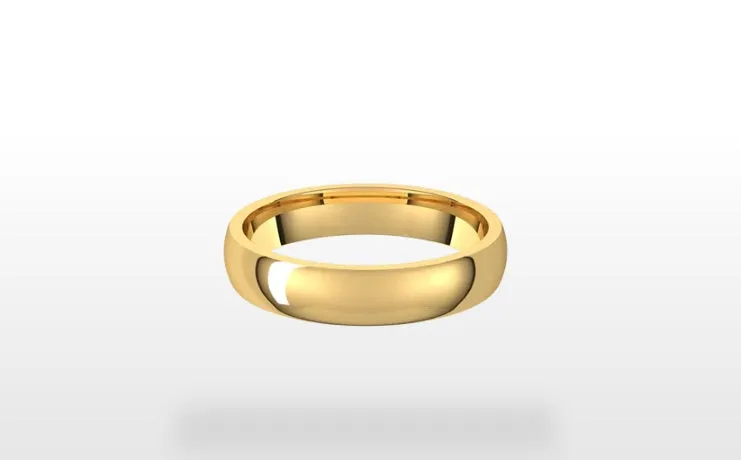 14k Gold 4 mm Half Round Light Comfort Fit Wedding Band