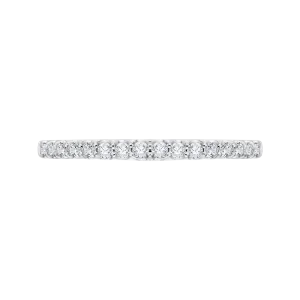 14K White Gold Round Diamond Wedding Band with Euro Shank