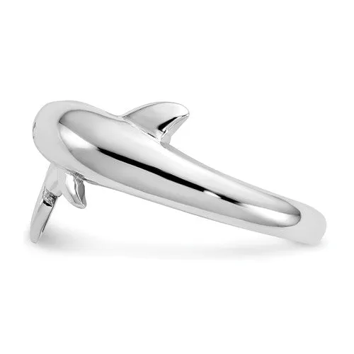 14k White Gold Wrapped Dolphin Ring