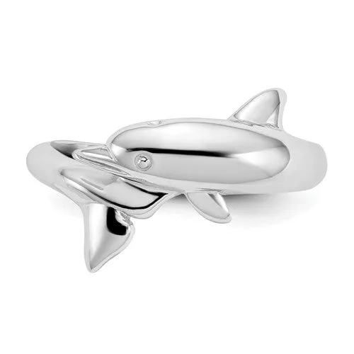 14k White Gold Wrapped Dolphin Ring