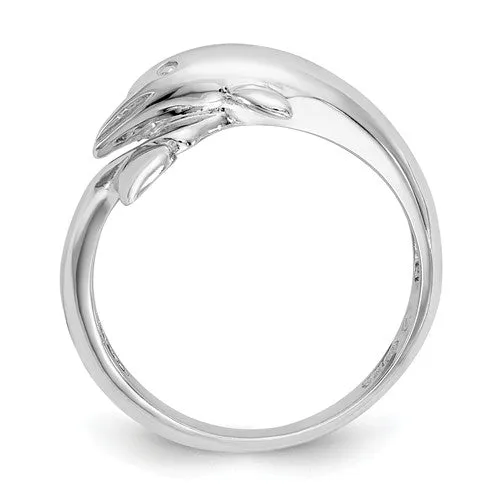 14k White Gold Wrapped Dolphin Ring