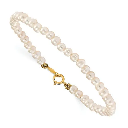 14k Yellow Gold Children's Cultured Pearl Necklace, Bracelet & Earrings Set