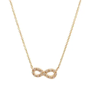 14K Yellow Gold Infinity Single Micro Pave Diamond Necklace