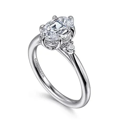 14KW Blaise Oval Diamond Engagement Ring w/ 0.07 ctw