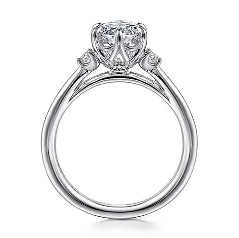 14KW Blaise Oval Diamond Engagement Ring w/ 0.07 ctw