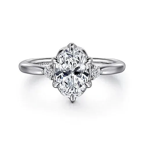 14KW Blaise Oval Diamond Engagement Ring w/ 0.07 ctw