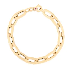 18K YELLOW DESIGNER GOLD HEAVY GAUGE PAPERCLIP LINK BRACELET