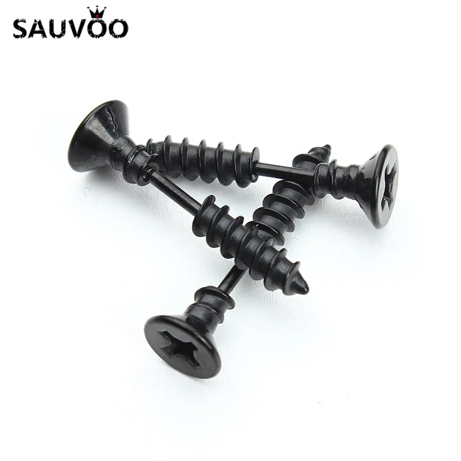 1Pair Punk Fashion Gold Black Color Stainless Nail Screw Stud Earring for Women & Men Helix Ear Piercings Fashion Jewelry F3903