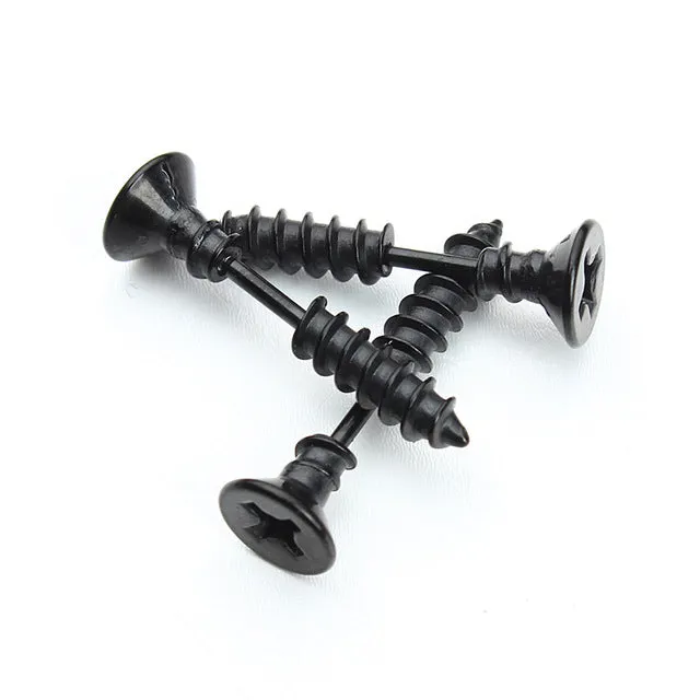 1Pair Punk Fashion Gold Black Color Stainless Nail Screw Stud Earring for Women & Men Helix Ear Piercings Fashion Jewelry F3903