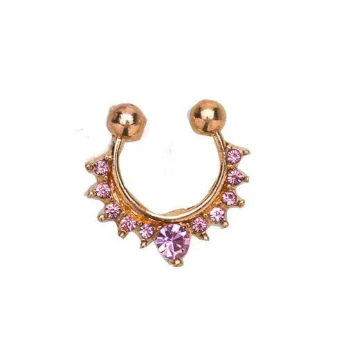 1Pc 10mm Zircon Fake Septum Piercing Nose Ring Hoop nose For Girl Men Faux Body Clip Rings non Body Jewelry Non-Pierced