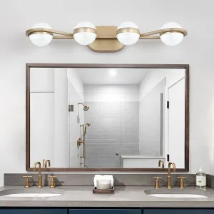 28" Modern Bathroom Gold Mirror Light Wall Mounted Vanity Light Globe 4 Lights