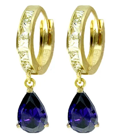 4.55 Carat 14K Solid White Gold Hoop Earrings White Topaz Sapphire