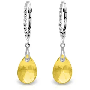 6 Carat 14K Solid White Gold Sunlight In Rmeileh Citrine Earrings