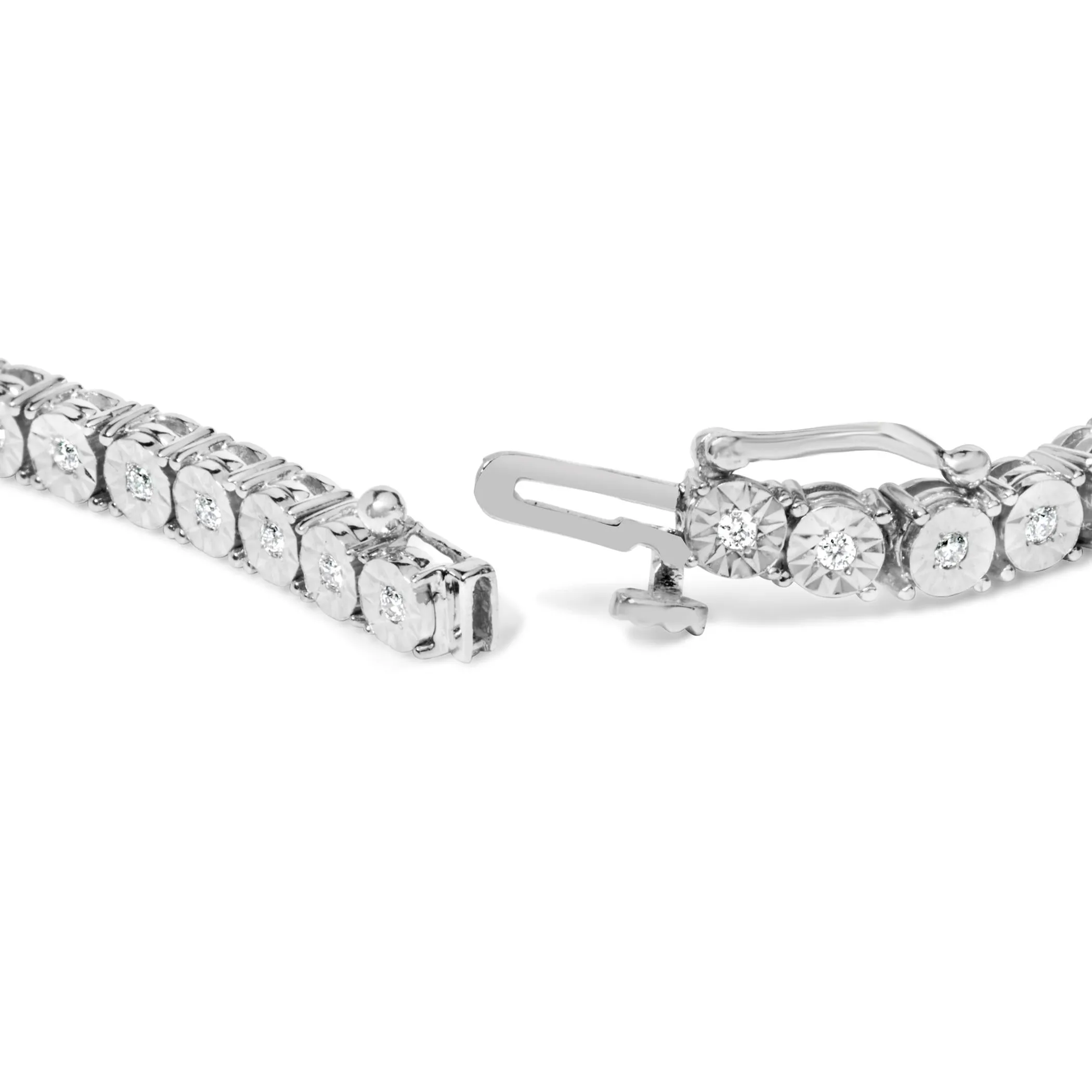 .925 Sterling Silver Lab Grown Diamond Illusion-Set Miracle Plate Tennis Bracelet - 7.25" Inches - Pack Of: 1