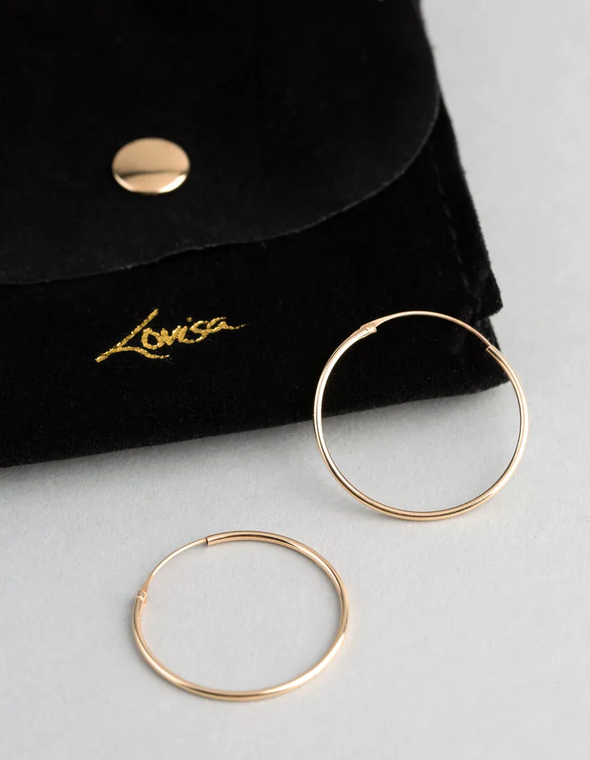 9ct Gold 25mm Fine Hoop Earrings